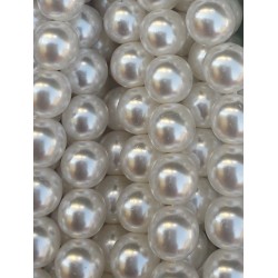 Korálky, voskované perle, 12mm kulaté, bílé 29 ks