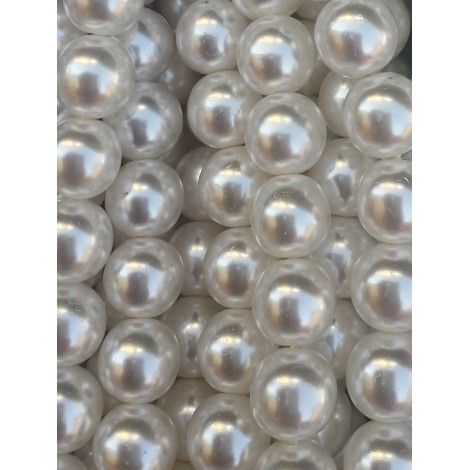 voskované korále 12 mm, kulaté, světle krémové bal. 12 ks