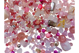 Mix skleněných korálků, růžový L1111