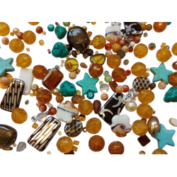 Mix skleněných korálků 1kg hnědý L1111