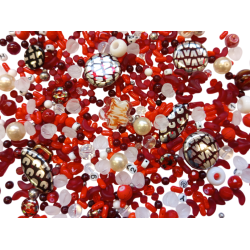 Mix skleněných korálků 1kg červený L1111