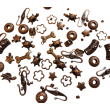 MIX korálků, přívěsků a komponentů 150g bronz W0274