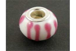 SLEVA 50% Korálek bílý s růžovým dekorem L0267