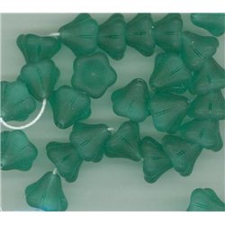 skleněný korálek - KYTIČKA zelená (emerald)matná bal. 12 ks