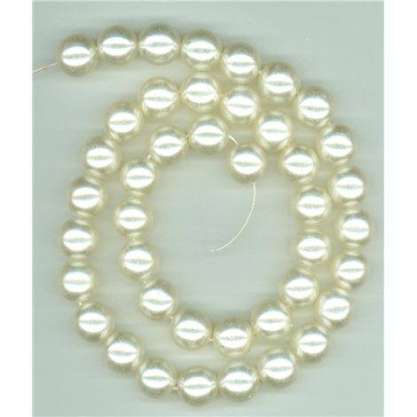 Korálky, voskované perle, průměr 12 mm, kulaté, světle krémové 
