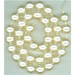 Korálky, voskované perle, průměr 14 mm, světle krémové 
