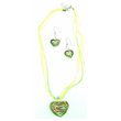 Srdíčkový set náhrdelníku a náušnic zelené barvy L2144