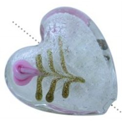 Korálek skleněný, srdíčko, vinutá perle L3319